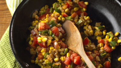 Spicy Corn with Poblano Peppers