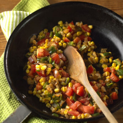 Spicy Corn with Poblano Peppers