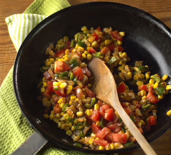 Spicy Corn with Poblano Peppers
