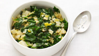 Spicy Sauted Leeks and Spinach