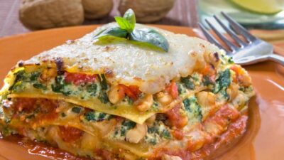 Spinach Lasagna with Walnut Pesto