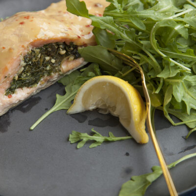 spinach pesto stuffed salmon