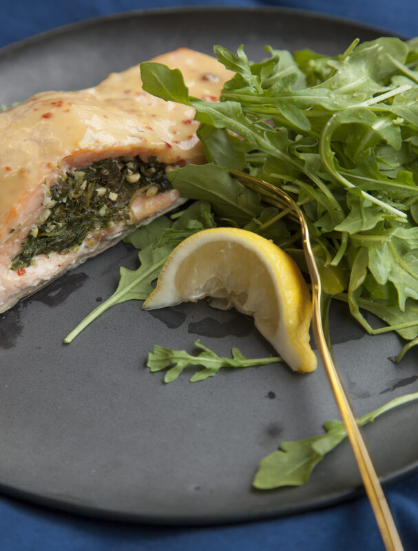 spinach pesto stuffed salmon
