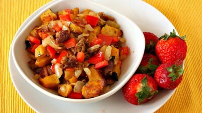 squash hash with veggie sausage