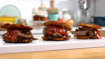 Steak Potato Pancake Sliders