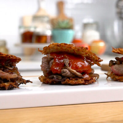 Steak Potato Pancake Sliders