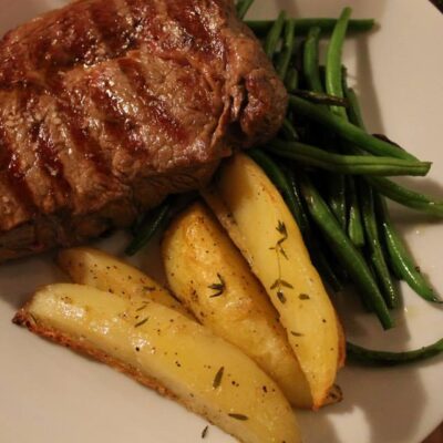 steak with red wine sauce from tuscany