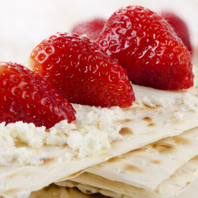 Strawberries and cream Cheese Matzo