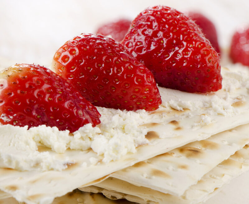 Strawberries and cream Cheese Matzo