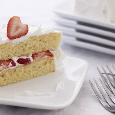 strawberry shortcake with coconut frosting