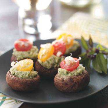 Stuffed Asiago-Basil Mushrooms