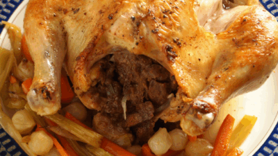 Stuffed Roasted Chicken with Vegetables