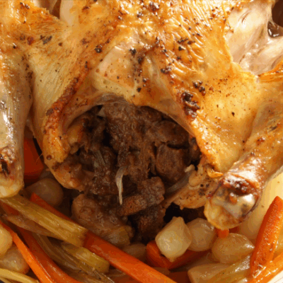 Stuffed Roasted Chicken with Vegetables