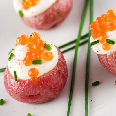 Stuffed Fingerling Potatoes with Caviar and Creme Fresh