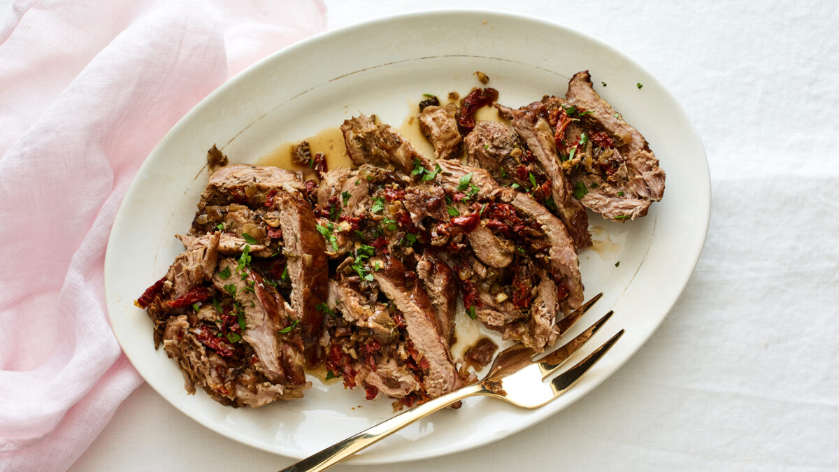 Braised Stuffed Veal Breast with Porcini Mushrooms