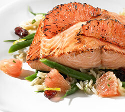 Sugar-crusted Salmon with Florida Grapefruit and French Green Bean Salad