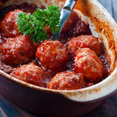sweet and sour meatballs vertical