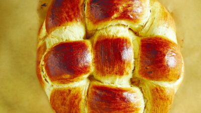 sweet basket shaped challah wide