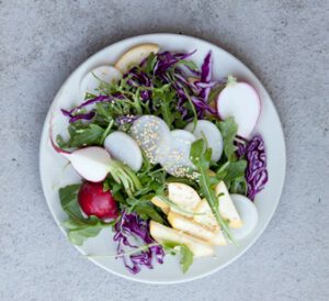 Sweet Daikon Salad with Sesame Citrus Dressing
