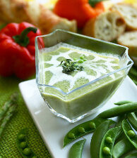 Sweet Pea Soup with Minted Creme Fraiche