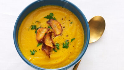 Sweet Potato Soup with Sweet Potato Chips