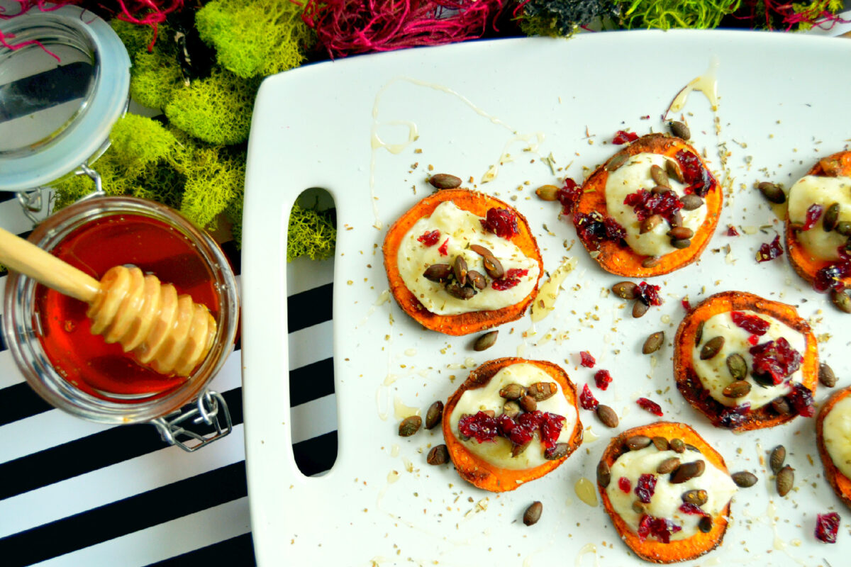 Sweet Potatoes with Herbed Ricotta and Wildflower Honey