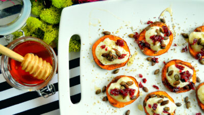Sweet Potatoes with Herbed Ricotta and Wildflower Honey