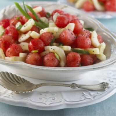 Sweet Sour Watermelon and Cucumber Salad
