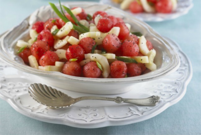 Sweet Sour Watermelon and Cucumber Salad