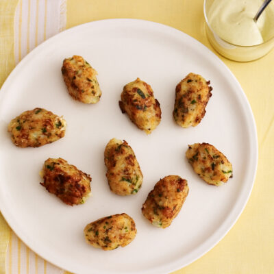 Tarragon Fish Croquettes with Honey Wasabi Dipping Sauce