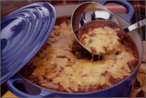 Three Cheese Black Bean Chili with Cheddar Crust