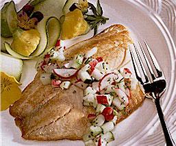 Tilapia with Cucumber Radish Relish