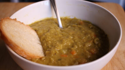 Crock Pot Split Pea Soup with Beef Bacon