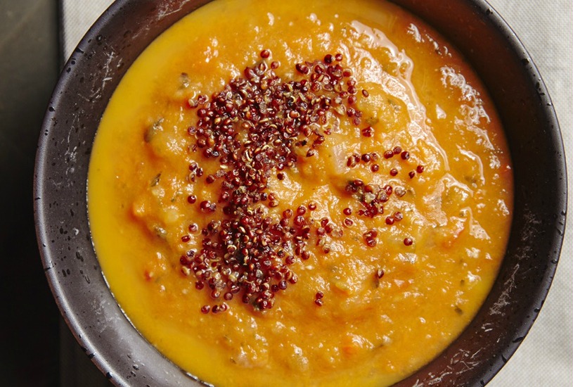 Tomato Soup with Toasted Red Quinoa
