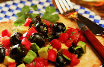 Tortilla Toasts with Avo-Olive Salsa
