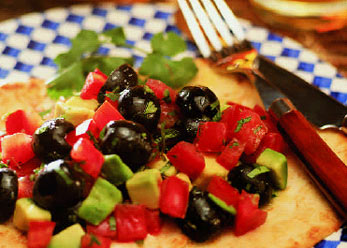 Tortilla Toasts with Avo-Olive Salsa