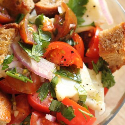 Traditional Tomato Panzanella with Buffalo Mozzarella