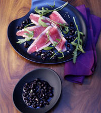 Tuna Carpaccio with Wild Blueberry Wasabi Sauce