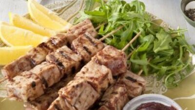 Tuna Kebabs with Cranberry and Lime Glaze
