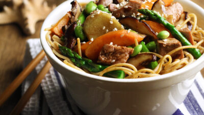 Tuna Stir-Fry Over Whole Wheat Vermicelli