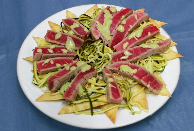 Tuna with zucchini saute