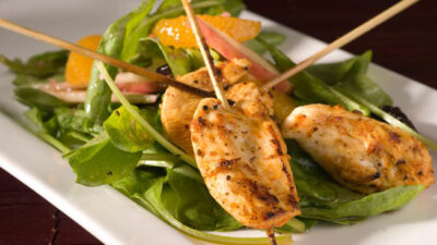 Tunisian Chicken Skewers with Pomegranate Dressing