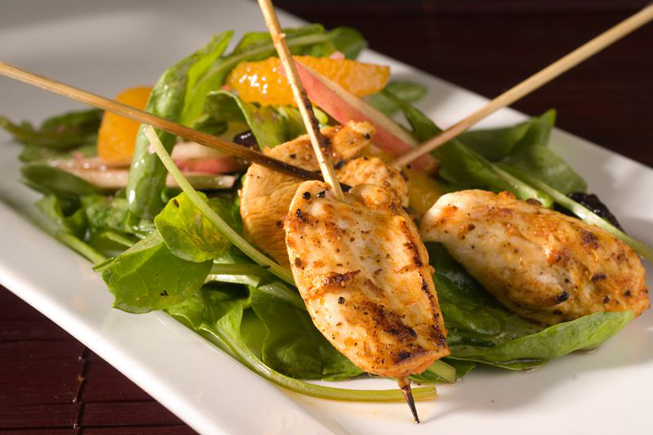 Tunisian Chicken Skewers with Pomegranate Dressing