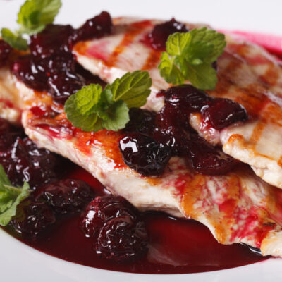 turkey thighs in sweet cherry sauce