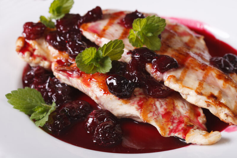 turkey thighs in sweet cherry sauce