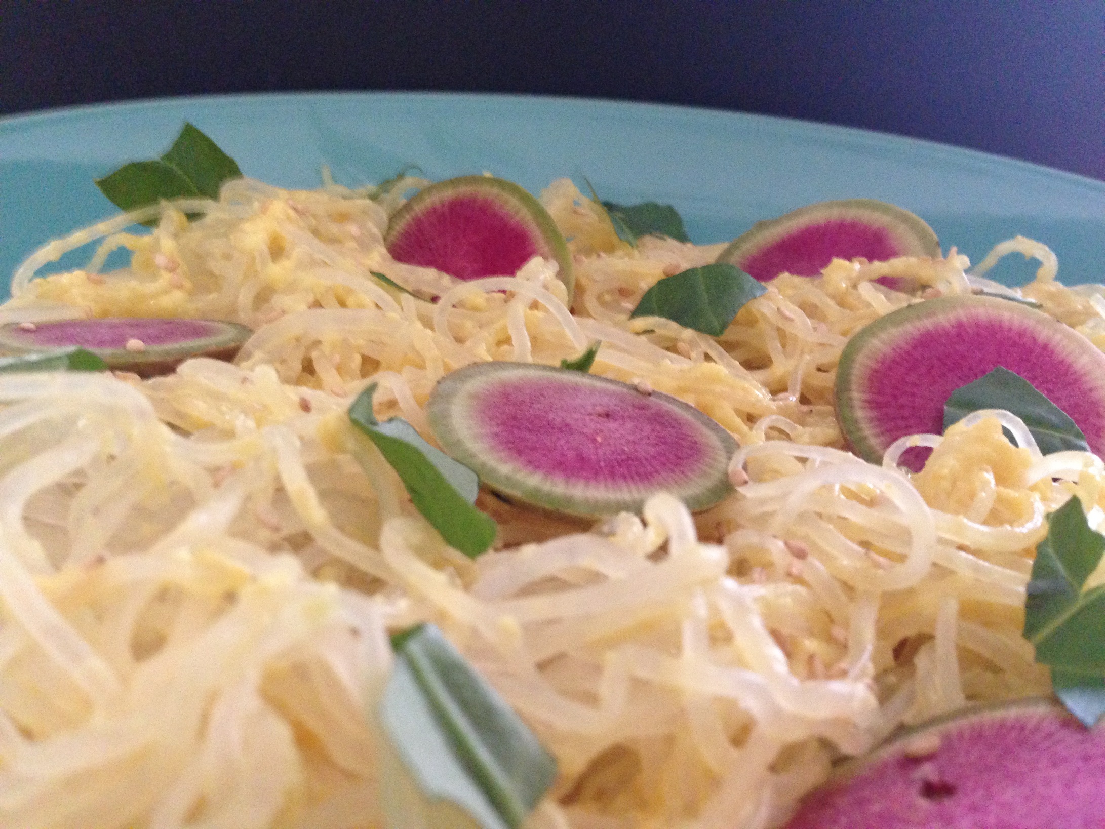 Kelp and Jicama Noodle Salad with Turmeric-Turnip Dressing