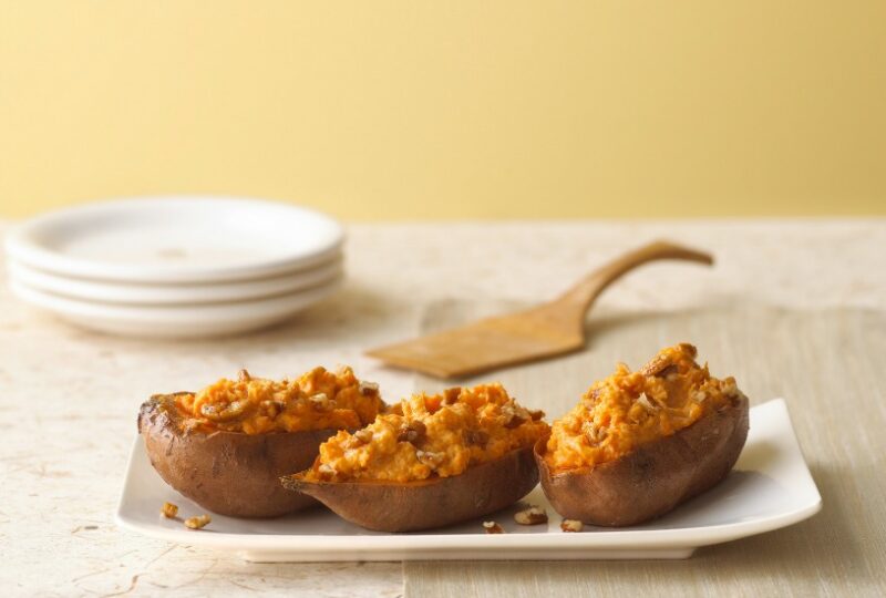 twice baked sweet potatoes with cream cheese