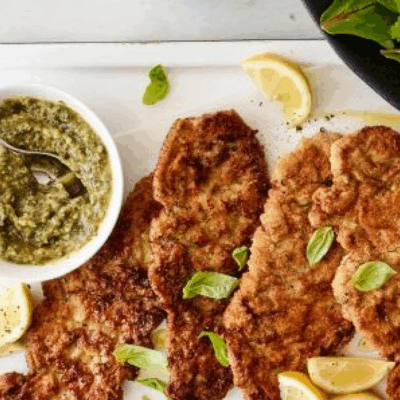 veal cutlets with pesto