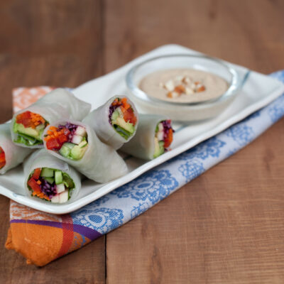 Veggie Rice Wraps with Almond Dipping Sauce