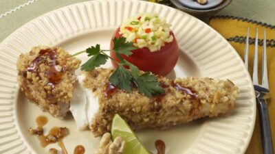 Walnut Crusted Halibut with Honey Soy Sauce